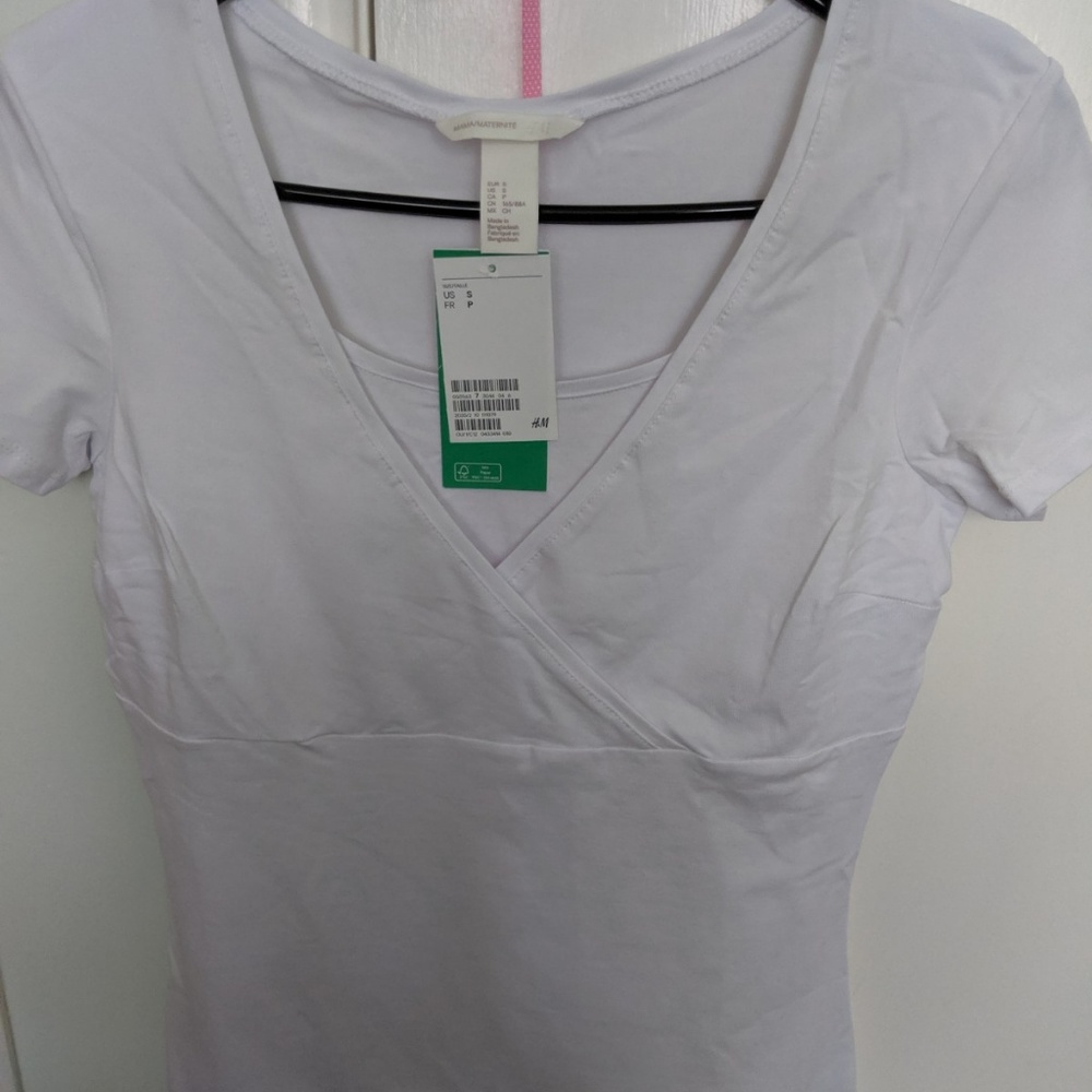 NWT small white H&M short sleeve nursing top